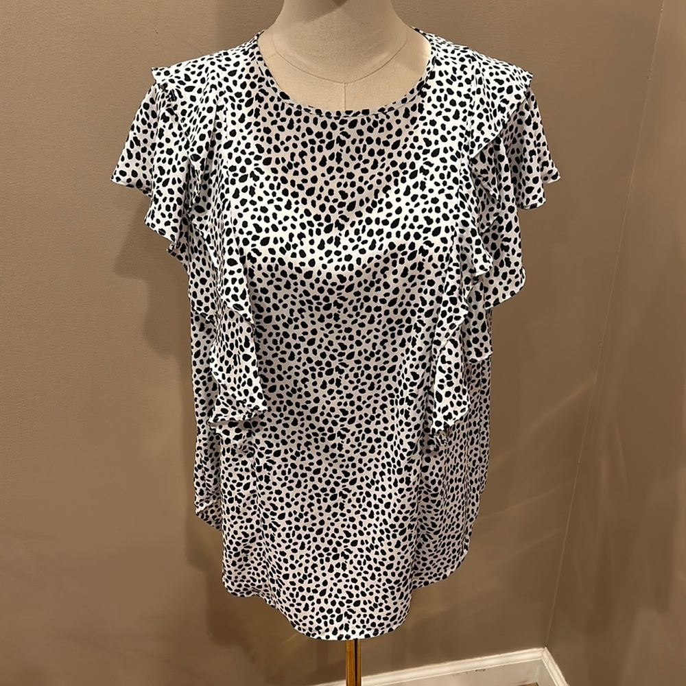 LOFT Leopard Animal Print Ruffle Blouse size Small New with Tags